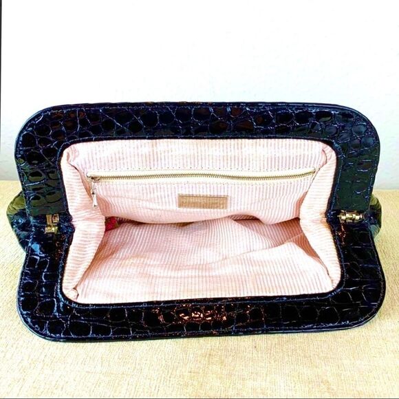 LAUREN MERKIN Croc Embossed Leather Clutch. - Picture 2 of 3